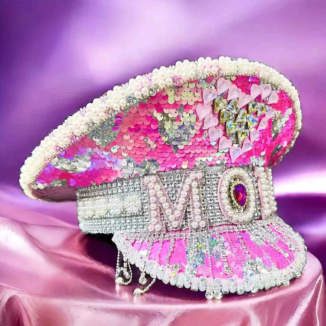 หมวกกัปตันหนังสีเหลืองเลเซอร์ HongLuan ประดับคริสตัลและหมวกทหารสำหรับผู้หญิง อุปกรณ์เสริมสำหรับงานเทศกาลดนตรีและหมวกปาร์ตี้สำหรับผู้ชาย