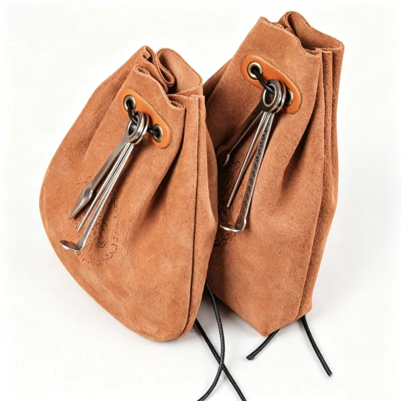2026 New Retro Cowhide Tobacco Pouch - Portable Pipe Bag with Tamper & Pick Multi-functional Men's Smoking Accessory