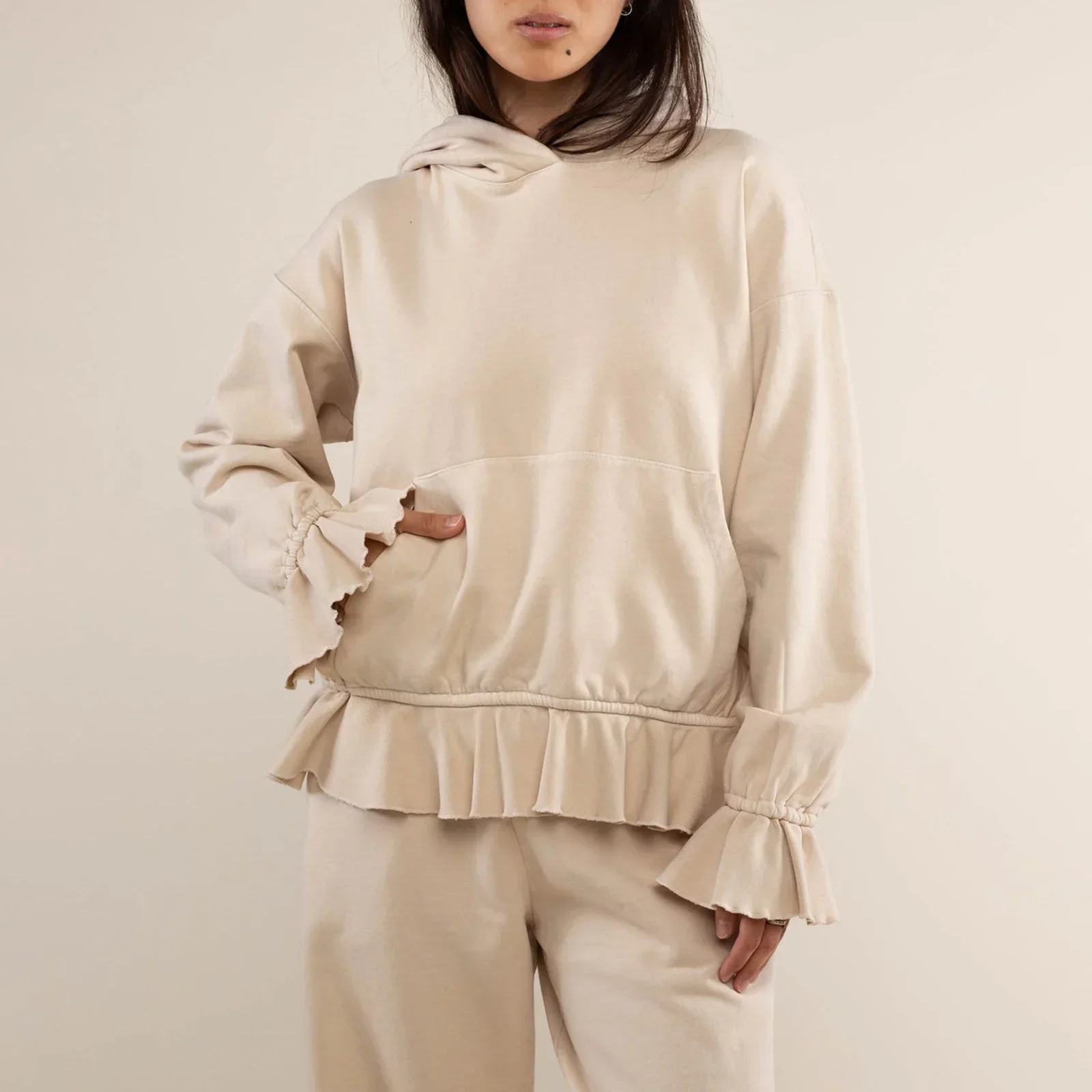 

Женские свободные толстовки, однотонные милые толстовки с капюшоном и длинными рукавами, пуловеры, осенне-зимние повседневные топы