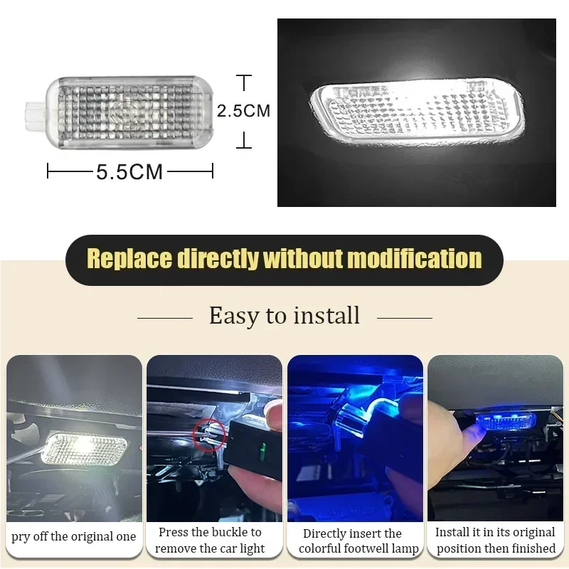 For Audi A1 8X A3 8V 8Y A4 B8 B9 A5 8T A6 C6 C7 C8 A7 A8 D3 D4 D5 Q2 Q3 8U F3 Q5 8R FY Q7 4L 4M RGB Footwell Lights HD Seat Lamp