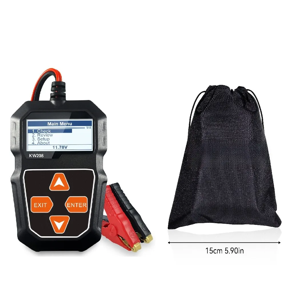 Black red 12V Battery Tester Voltage Meter Voltage Resistance Multi-language Support 100-2000 CCA Range Charging System Test