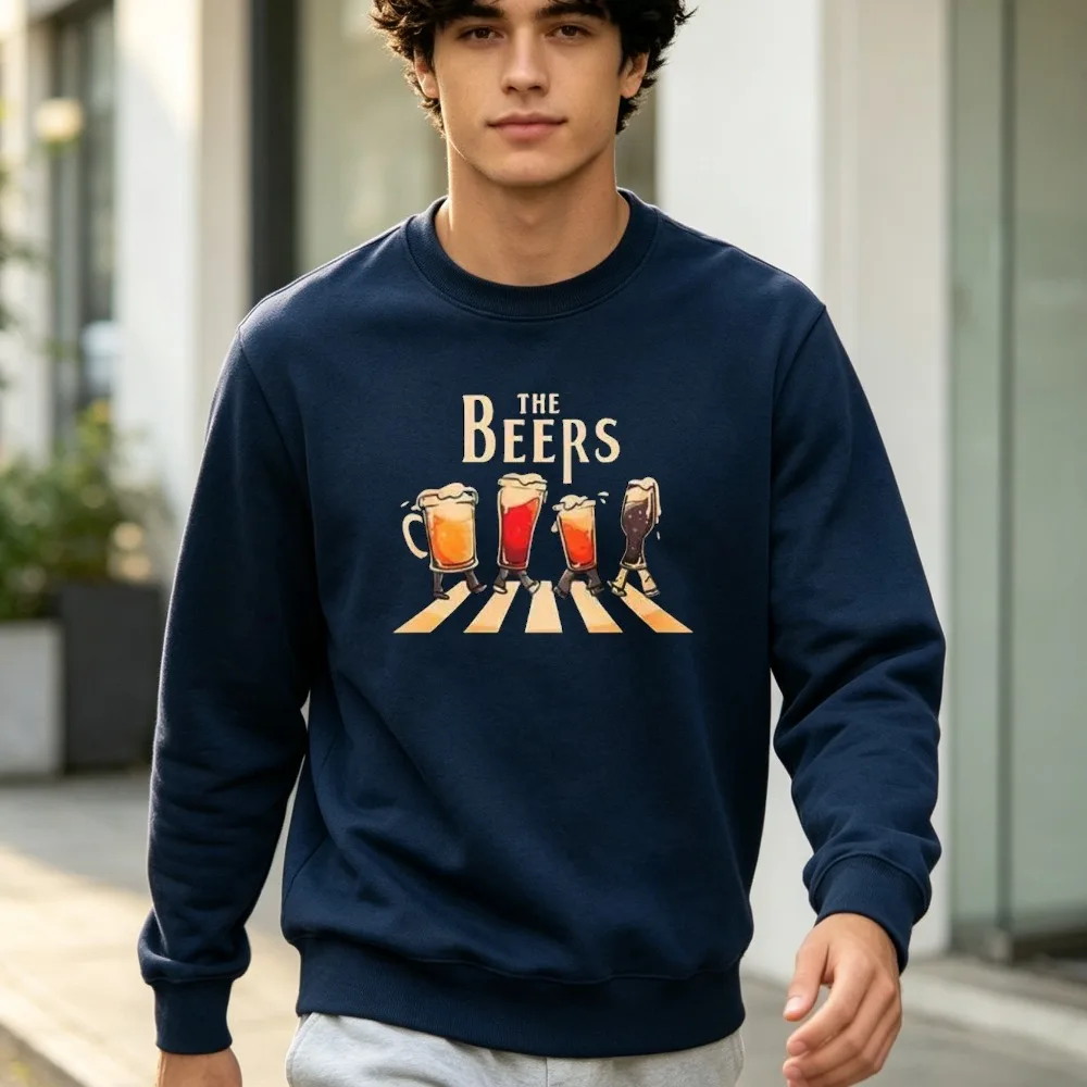 Local Summer Printed Teenager's Short-sleeved T-shirt, Casual Top - THE BEERS Abbey Road Style Beer Design Unique T，for Teenager