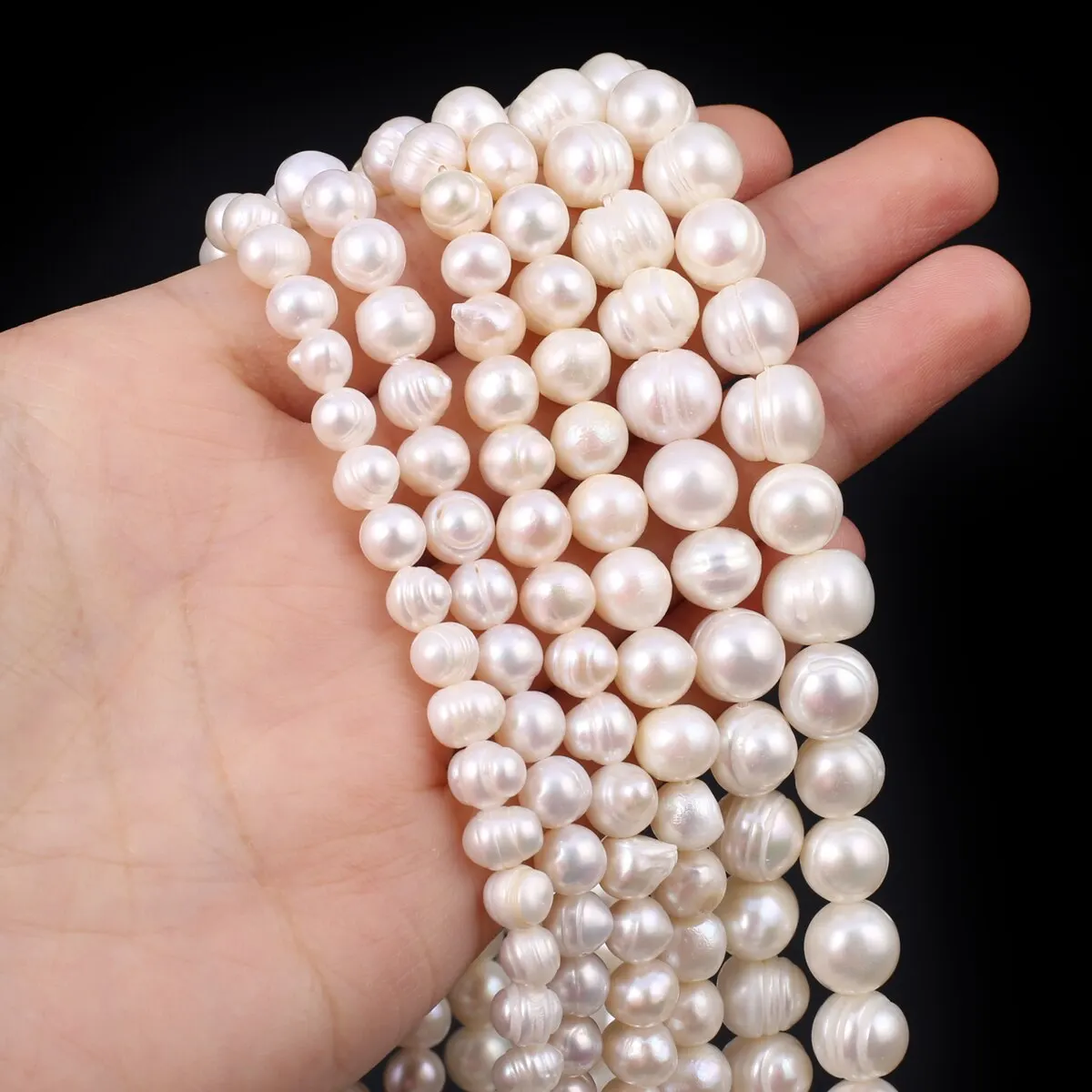 White Natural Freshwater Pearls Beads Size 5-6mm 6-7mm Nearly Round Loose Spacer Beads for Jewelry Making DIY Necklace Bracelet