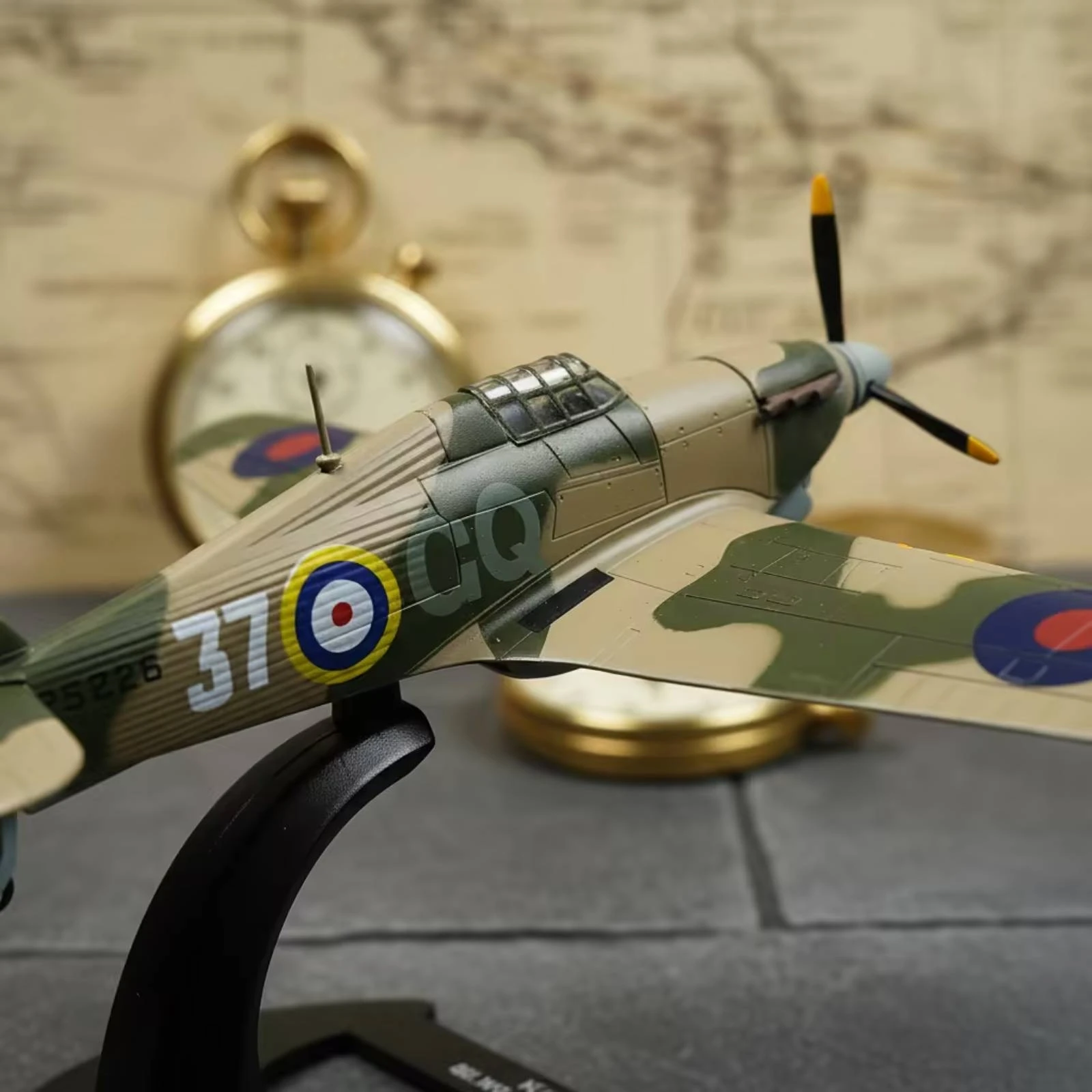 Fighter Aircraft Model with Stand Collectible Hawker Fighter MKII Model Tabletop Realistic for Collectors, Bookshelf, Office