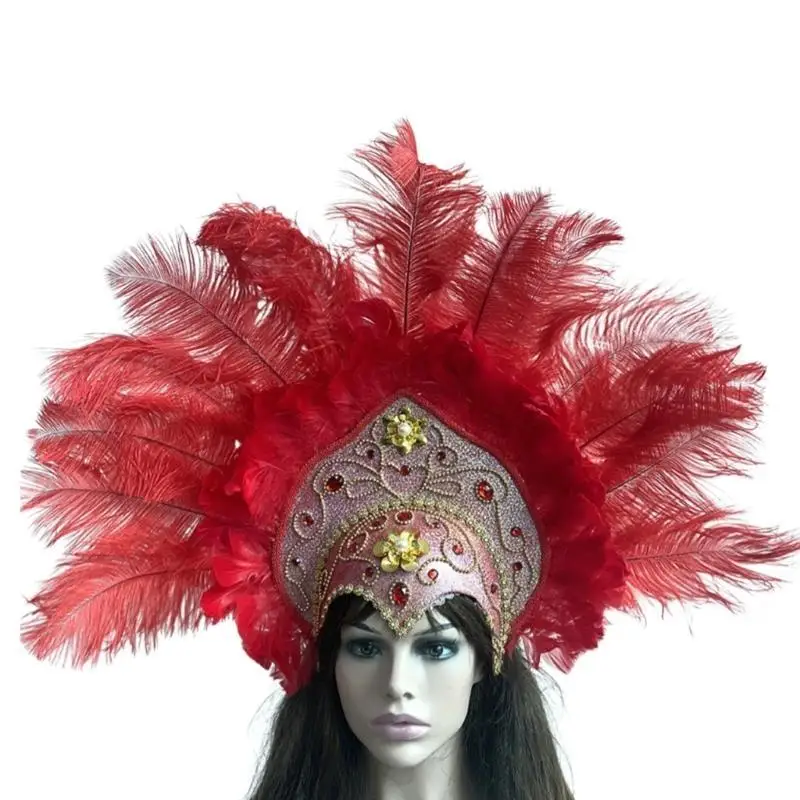 31BB 1920s Hairband Carnivals Celebration Headband FatTuesday Feathered Hairhoop Flapper Costume Stage Performances Headwear