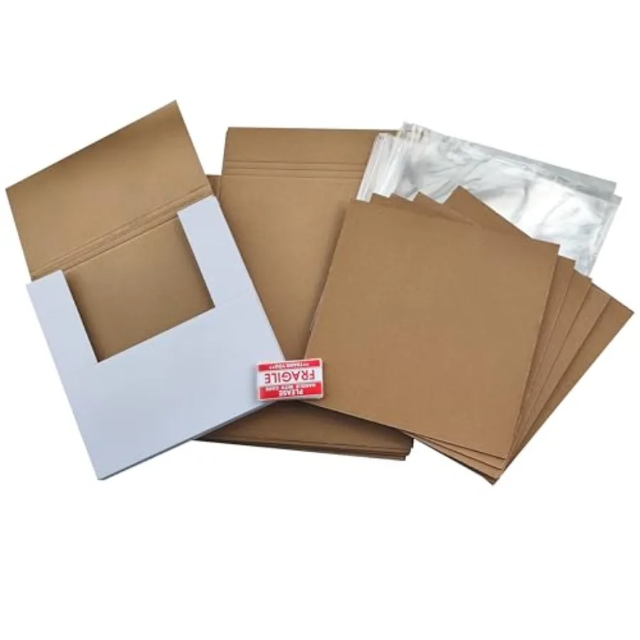 

Vinyl Record White LP Shipping Boxes Set 12.6" x 12.6" x 1" Record Mailers Corrugated Cardboard Boxes Album Paper Box 1
