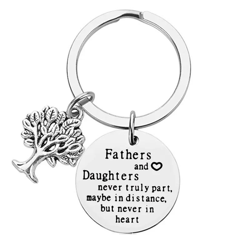 Cute Dad Keychain pendant Fathers Day Christmas Birthday Gift key chains Keyrings Fathers and Daughters Never Truly Part