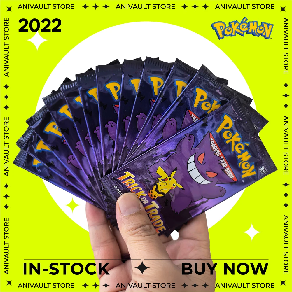 Genuine US Version Pokemon TCG Trick or Trade 2022-2024 Halloween Booster Cards Pikachu Gengar Mimikyu Collectible Kids Gift