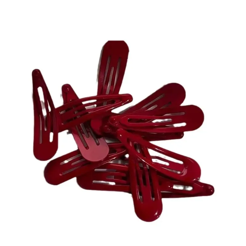 10 Pcs/Lot New Red Star Snap Clip for Girl Waterdrop Barrettes Black Hairpin Women Silver Hair Clip Accessories Kawaii Clip