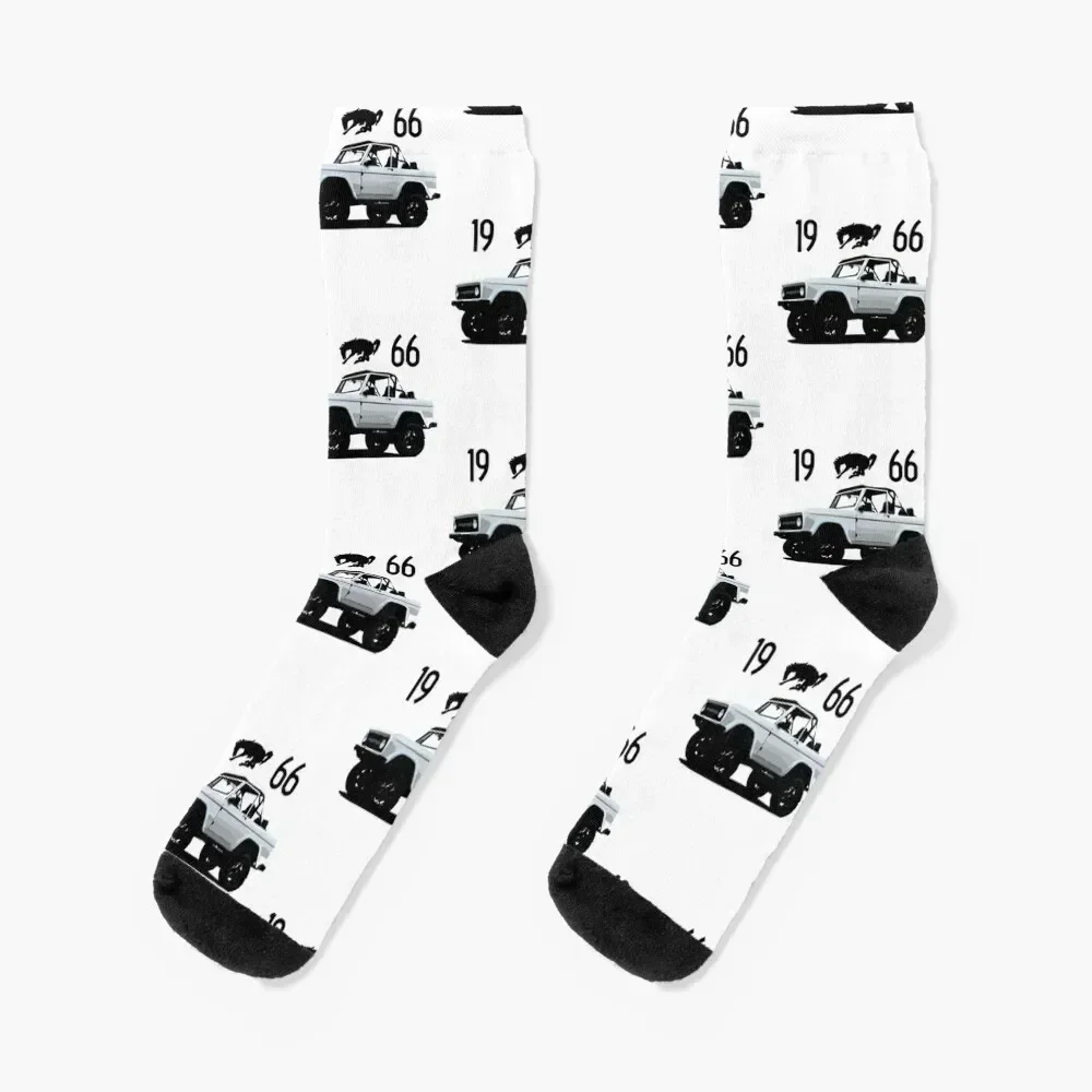 Bronco1966 white side view classic Socks funny gifts Stockings man anime Socks Female Men's