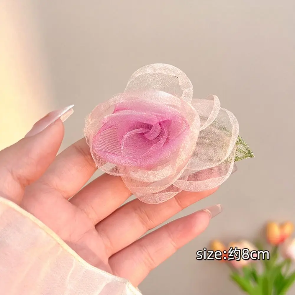 Yarn Rose Flower Hair Ring Hair Accessories Flower Shape Mesh Yarn Hair Rope High Elasticity Hairpin Hair Scrunchies Women