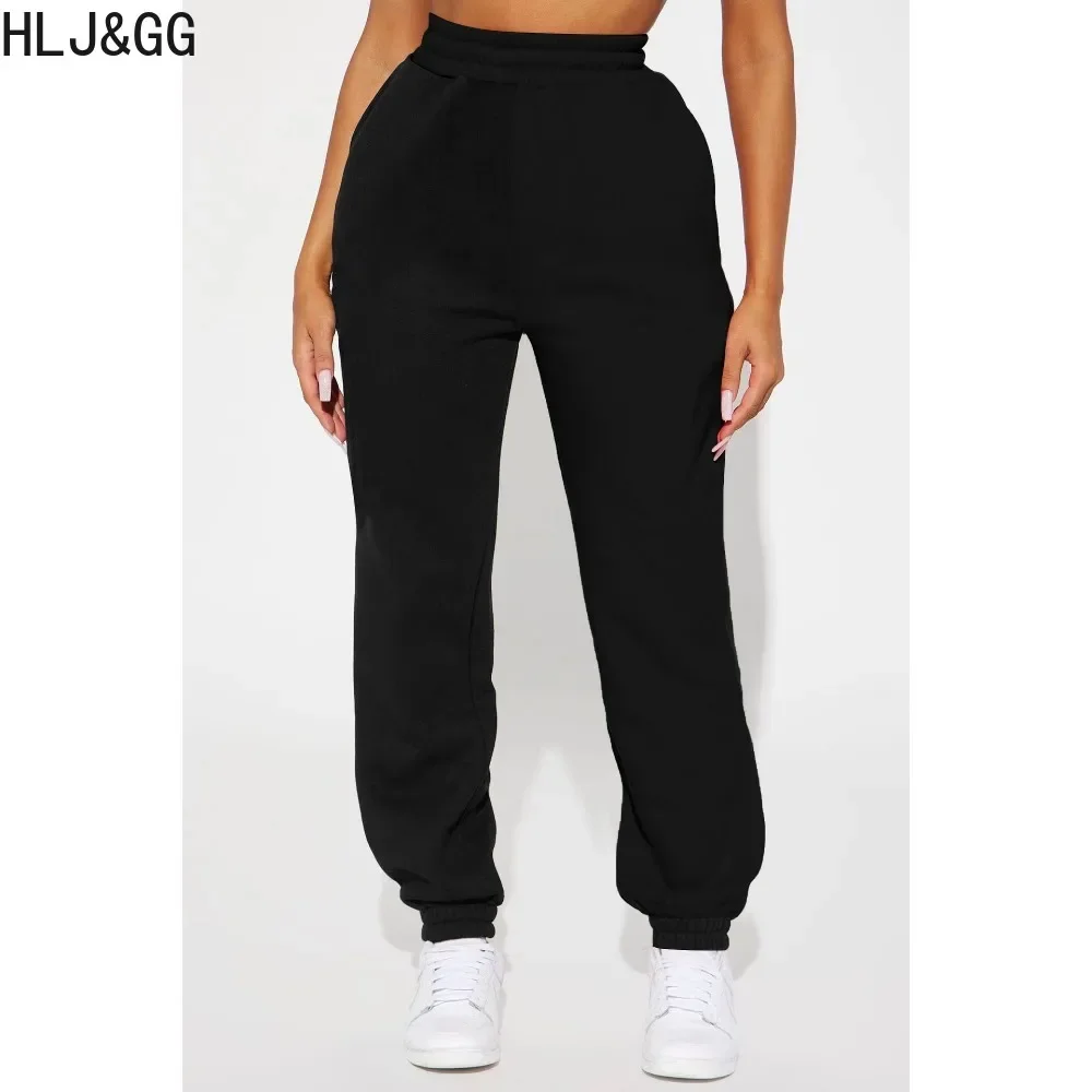 HLJ&GG Autumn Winter Zipper Hooded Long Sleeve Coat + Jogger Pants Tracksuits Women Solid Sporty Matching Two Piece Sets Outfits