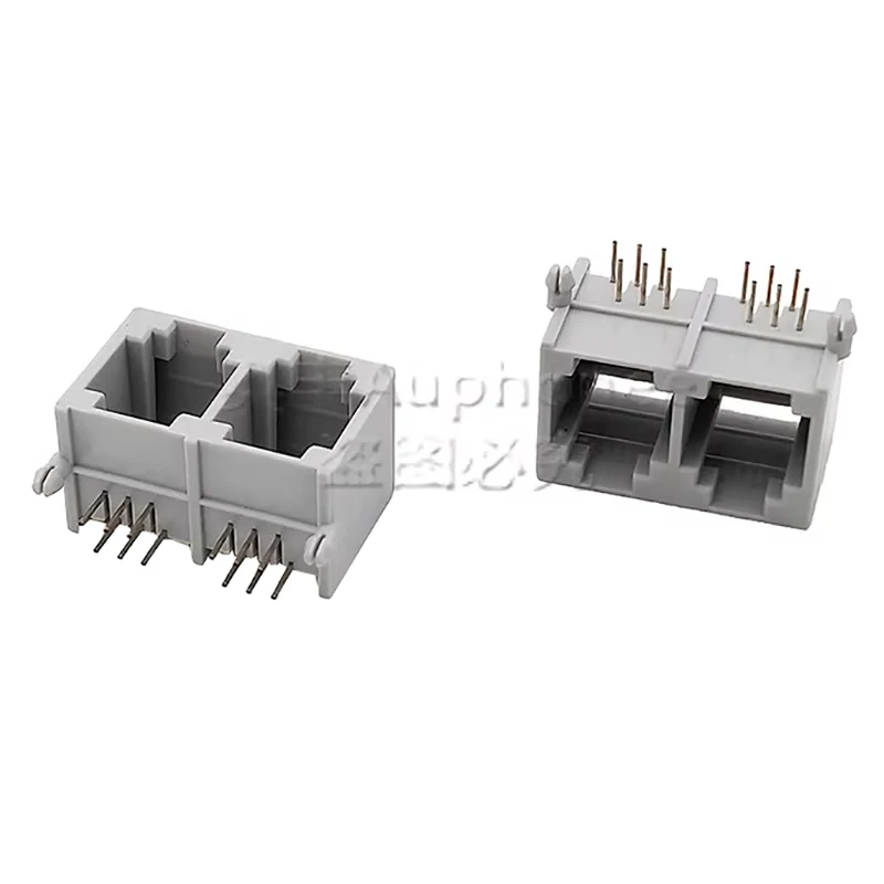 

RJ12 communication telephone socket 6P6C borderless 1x2 Double port integrated 90-degree horizontal direct plug 6P female socket