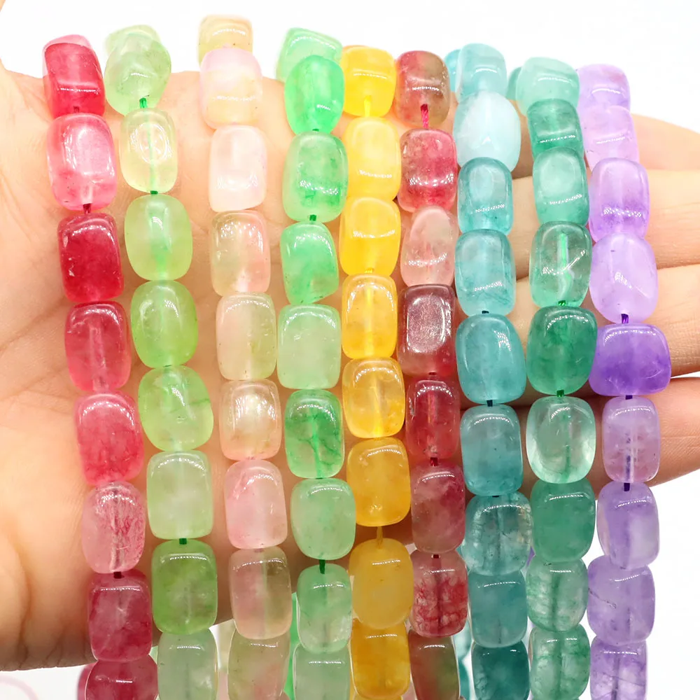 8x12mm Natural Stone Beads Irregular Rectangle Colorful Crystal Jade Quartz Bead for DIY Bracelet Necklace Jewelry Making