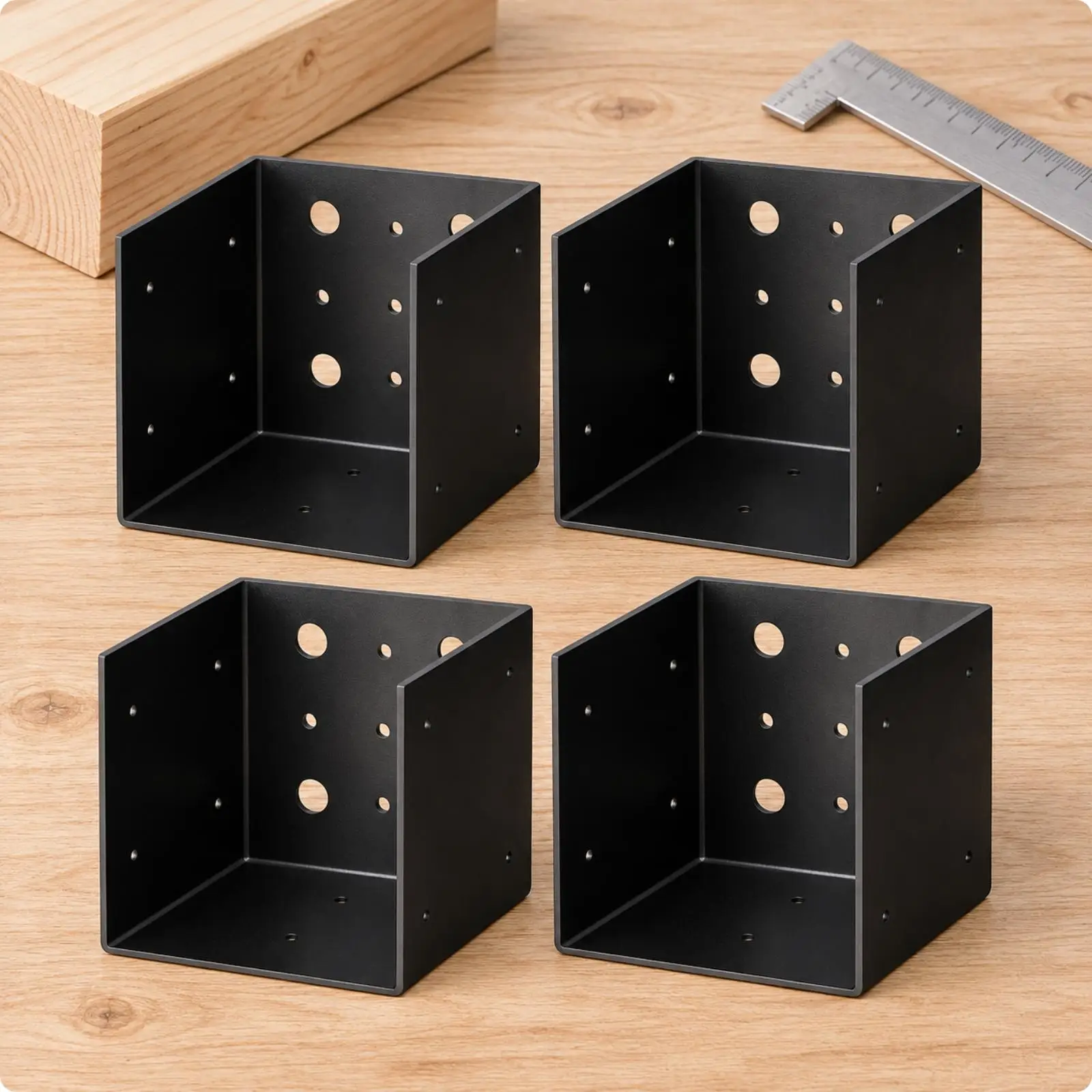 Open Face Pergola Wall Bracket for 4x4 Post Metal Coated Finish Patio Garden Commercial Use