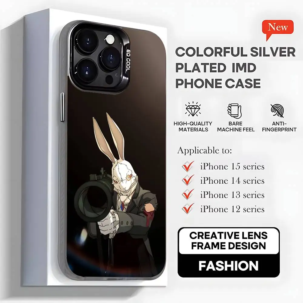 ホワイトラビット D-デビルメイクライ iPhone17、16、15、14、13、12、11、Mini、Pro、MAX、plus用スマホケース、ブラックマット耐衝撃カバー