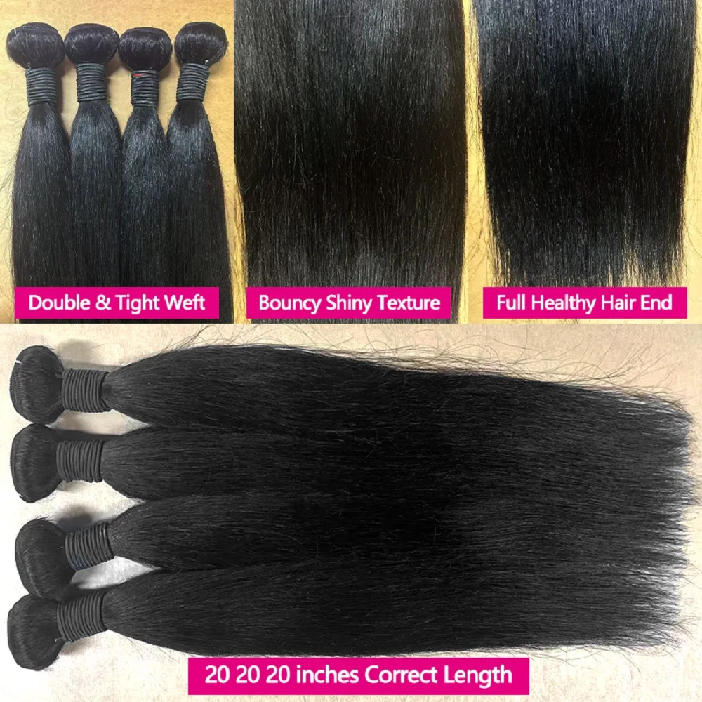 حزم شعر طبيعي مفرود مع 4X4 الدانتيل إغلاق 12A البرازيلي غير المجهزة عذراء وصلات شعر خام حزم 100% الشعر البشري