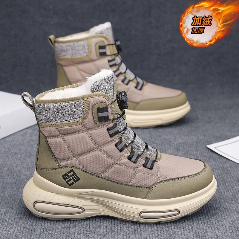 

Men's Snow Boots Winter Thickened Plush Warm Cotton Shoes Winter High-top Boots Men's Non Slip Platform Boots Botas Para Hombre