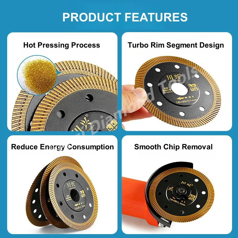 Imagem -03 - Turbo Diamond Saw Blade Disc para Telha Dura Cerâmica Alvenaria Discos de Corte de Mármore 105 mm 110 mm 115 mm 125 mm