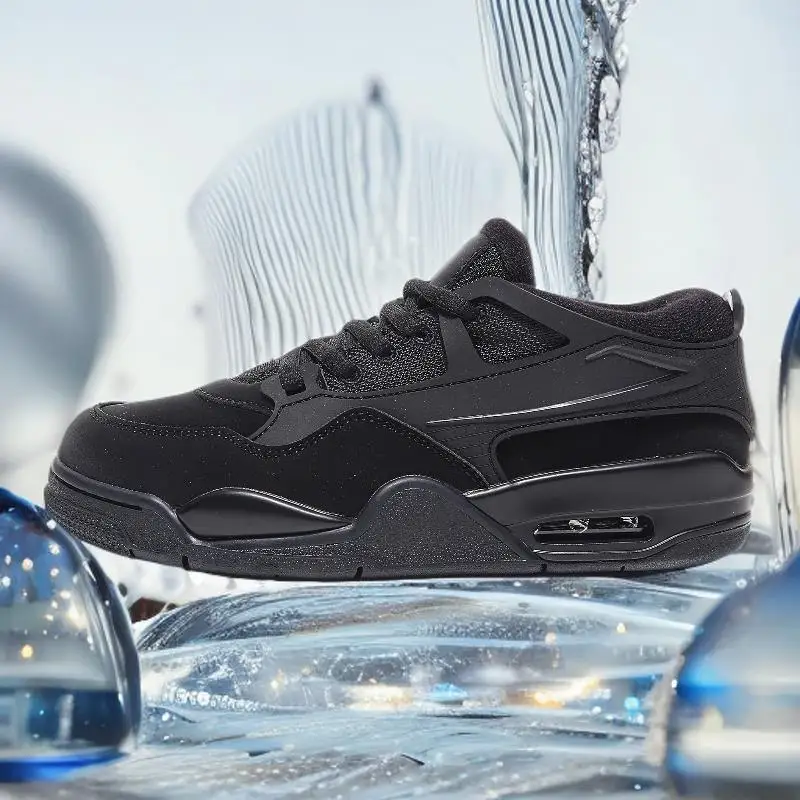 

Полностью черные ретро-кроссовки с воздушной подушкой | Уличный стиль, универсальный дизайн