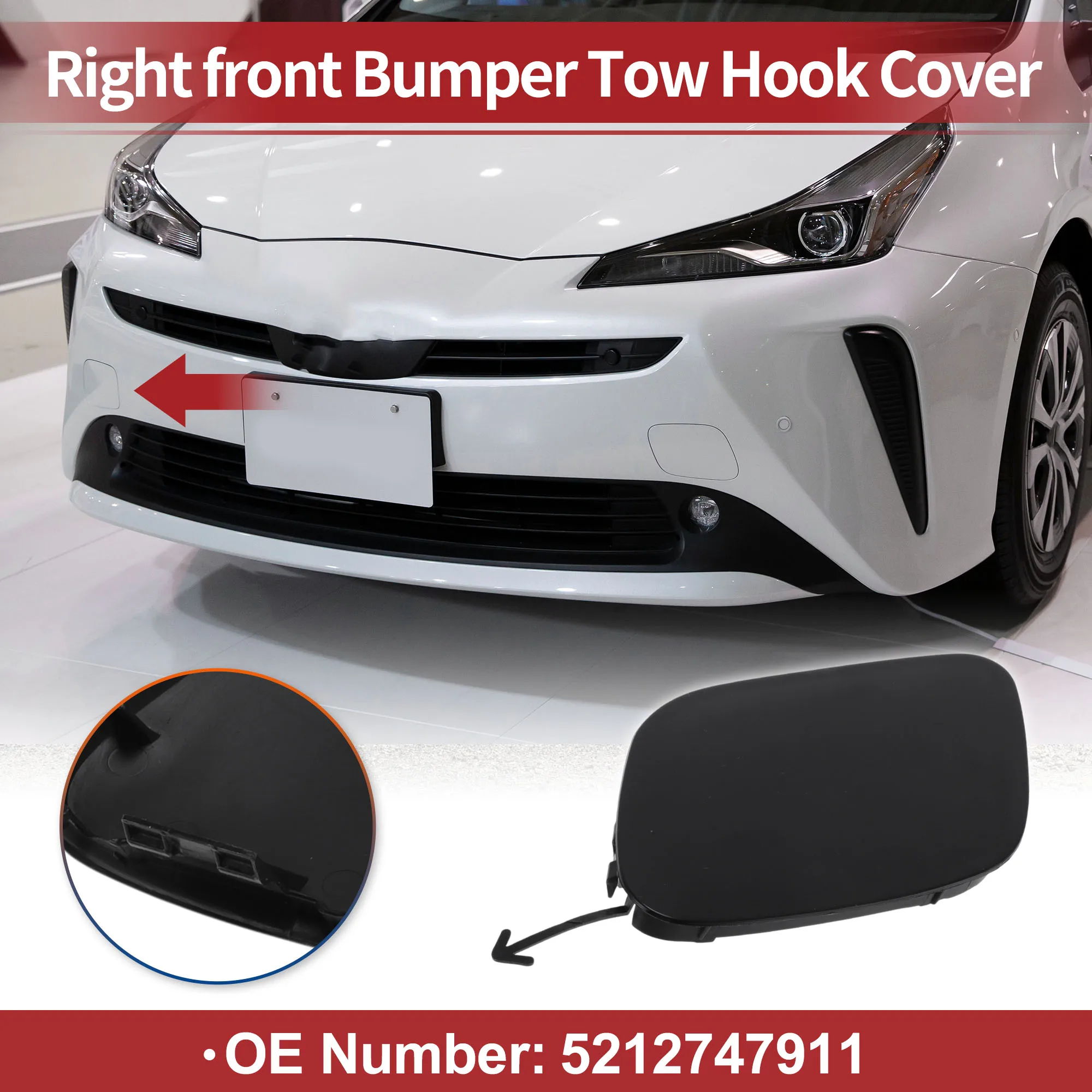 UXCELL Right Front Car Tow Hook Cover Cap for Toyota Prius 2019-2022 No.5212747911