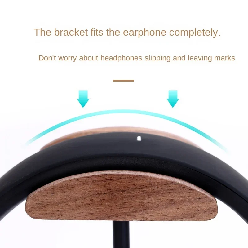 Soporte de madera clásico para auriculares, colgador de color nogal para todos los tamaños de auriculares