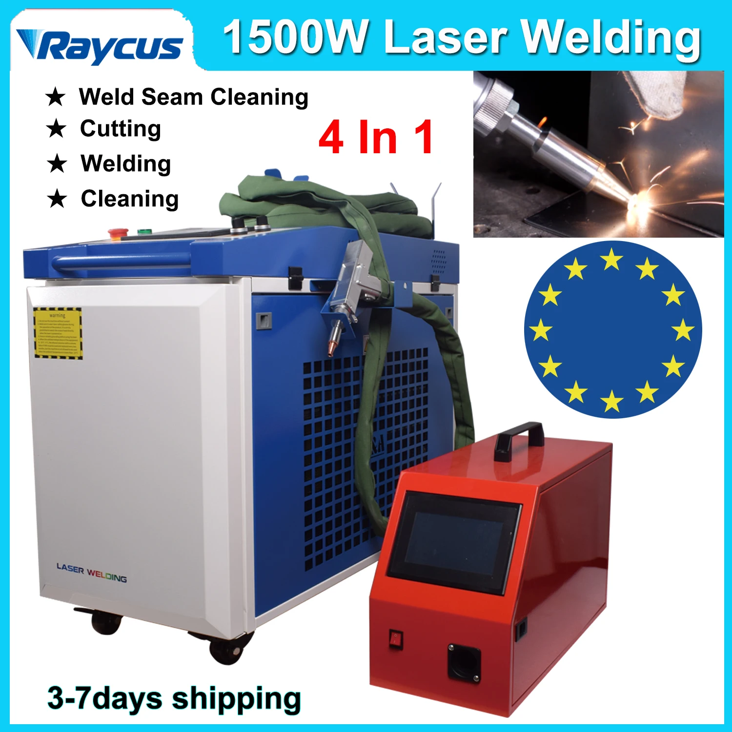 1500W Raycus Fiber Laser Welding Machine 4 in 1 Handheld Laser Welder Cleaning Cutting Soldering CNC Welder for Metal EU Ship