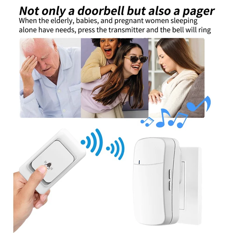 Outdoor Wireless Door Bell Chime Kit 300M Remote Control Home Welcome My Melody Ring Doorbell EU Plug