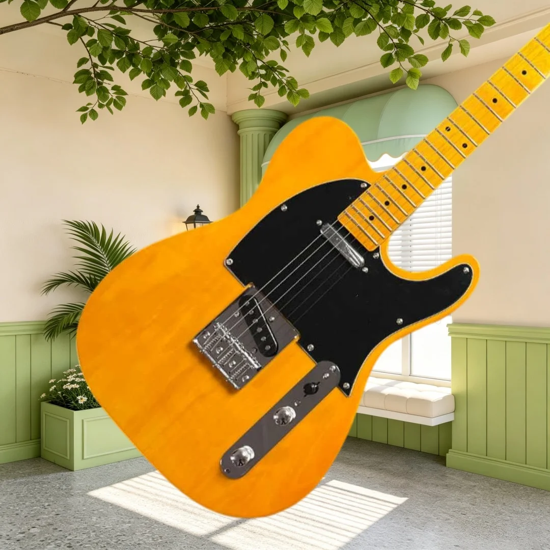 TL Vintage Butterscotch Blonde Electric Guitar Maple Fretboard Dual Single Pickups Fixed Bridge Bright Crisp Tone Blues Rock