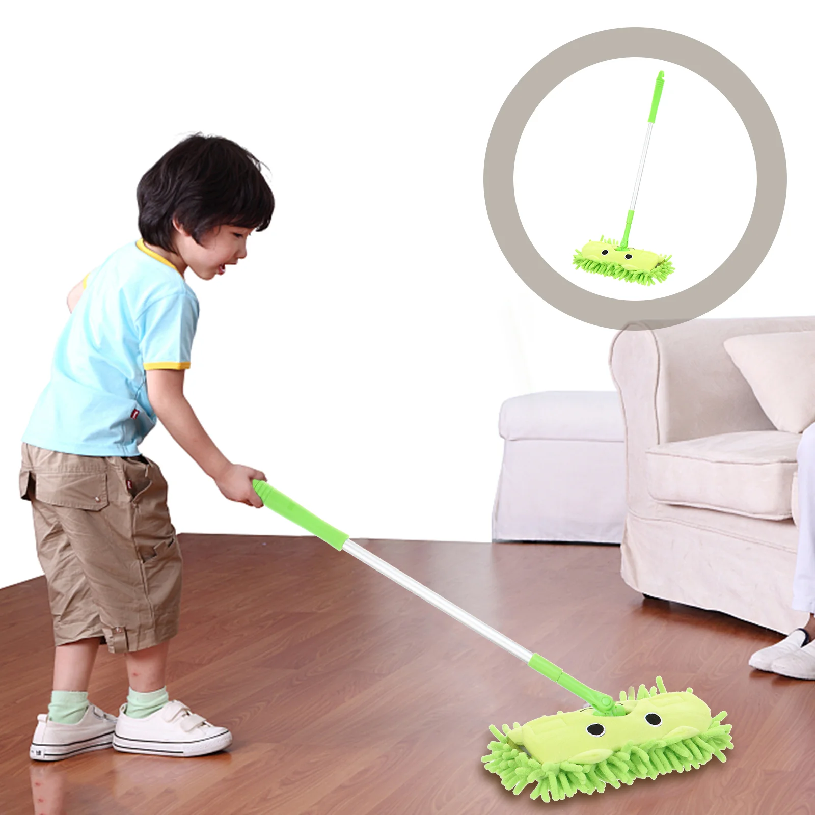 Scopa giocattolo per bambini, giocattoli per mop, per neonati, set di plastica per bambini, prodotti per la pulizia, verde