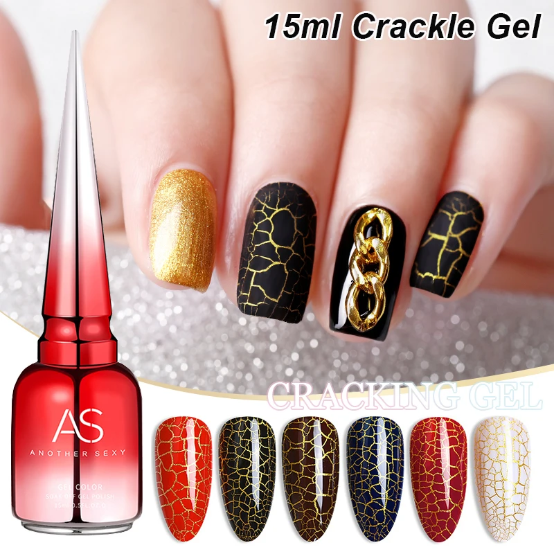 

AS 15 мл Crackle Gel Nail Polish Hybrid Natural Dry DIY Nail Art Cracking Gel Polish Полуперманентный Soak Off Varnish Design