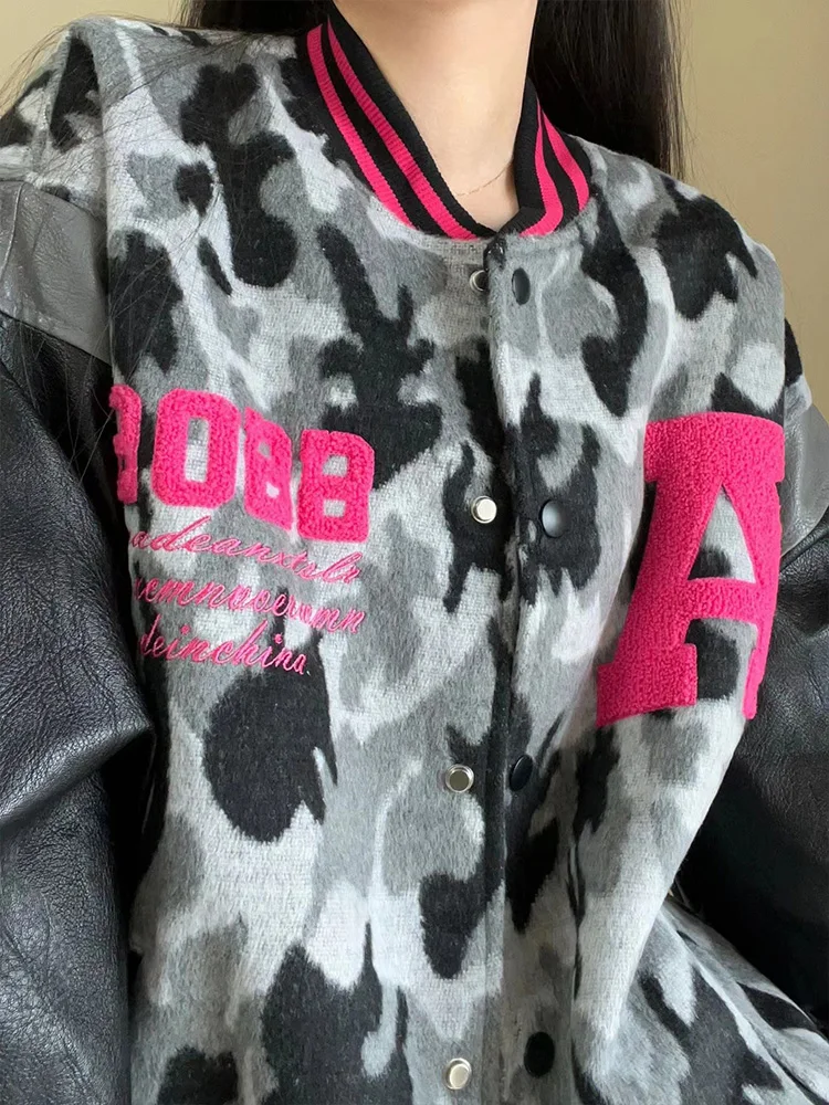 

Бейсбольные куртки, корейские женские спортивные куртки с крыльями летучей мыши в стиле ретро, негабаритная мешковатая рабочая одежда с тиснением и капюшоном, флокированные пояса, женские панели