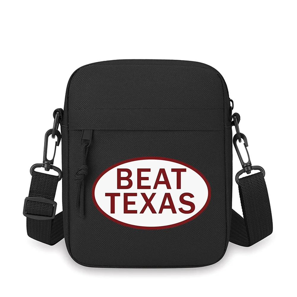 

Beat Texas white oval red border Men Crossbody Bag Single Shoulder Women Cartoon Anime Film Printing Design Unisex