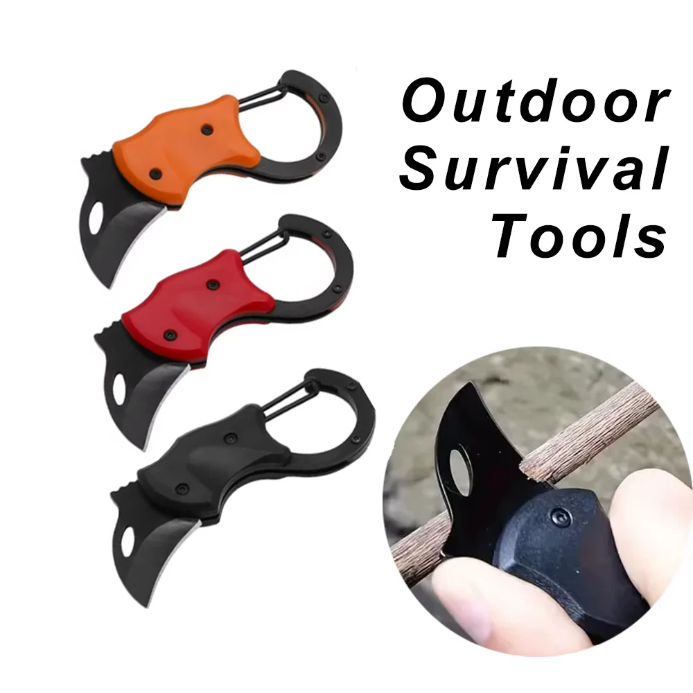 Mini Folding Cutter Tool with Carabiner Keychain, 1Pc Portable Pocket Gadget for Outdoor Use Courier Package Opening Daily Carry