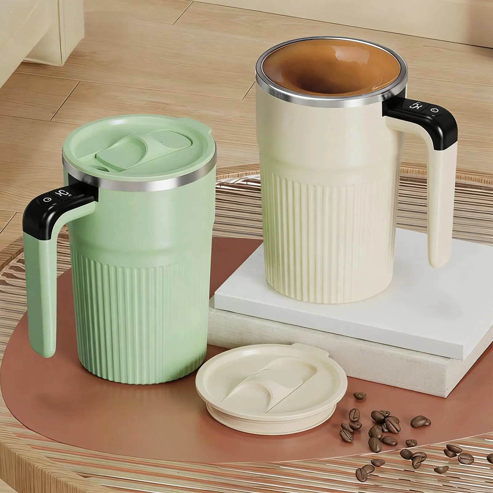 

Self Mixing Coffee Mug 400ml Automatic Mixing Cup With Temperature Display Electric Coffee Mug Portable For Home Travel Vacation