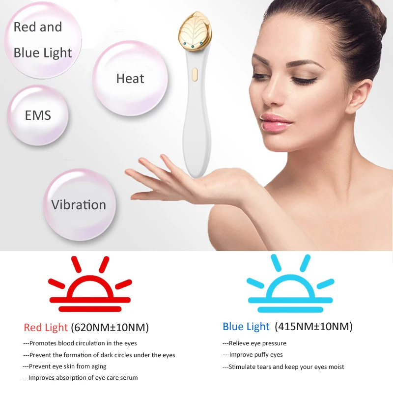 EMS Microcurrent Face Lifting Massager Eye Facial Vibrating Massage Device Red Blue LED Light Anti Wrinkle Galvanic Machine