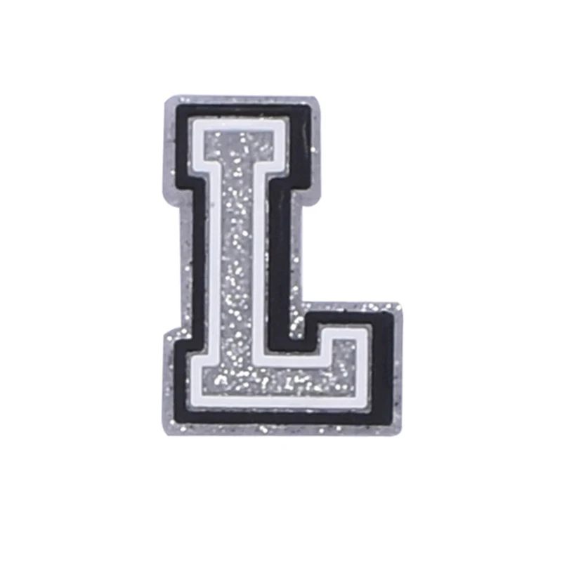Silver Letters Shoe Charms for Crocs Accessories Pin Decorations Clogs Wristbands Bracelets Kids Adult Party Gifts
