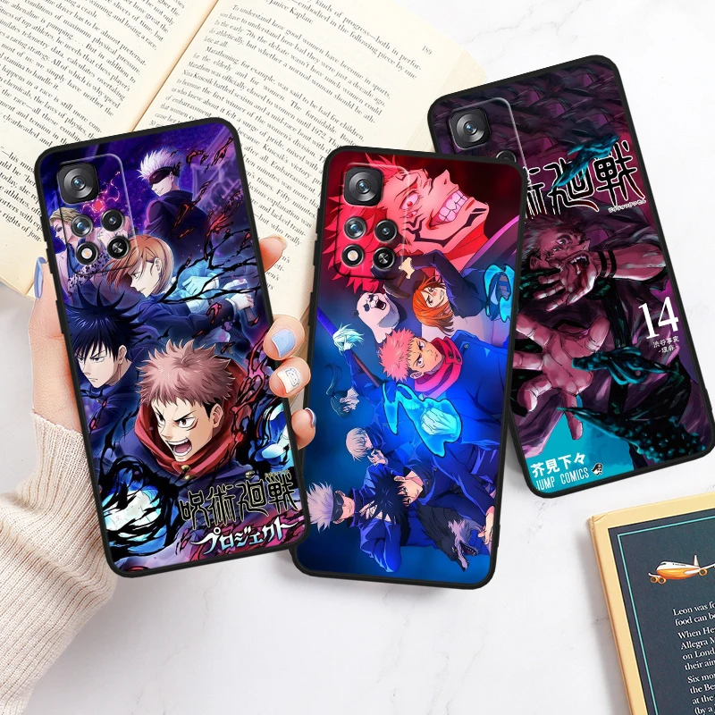 

J-ujutsu K-aisens Cool For Redmi Note 13 12 Turbo 11T 11P 11E 11S 10T 10S 10 9 Pro Plus Max Silicone Black Phone Case