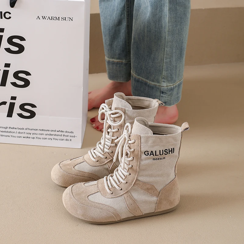 

CRLAYDK женские ботильоны на шнуровке в стиле ретро, стильные повседневные кроссовки, женские прогулочные ботинки на низком каблуке, уличные армейские ботинки, замшевые туфли