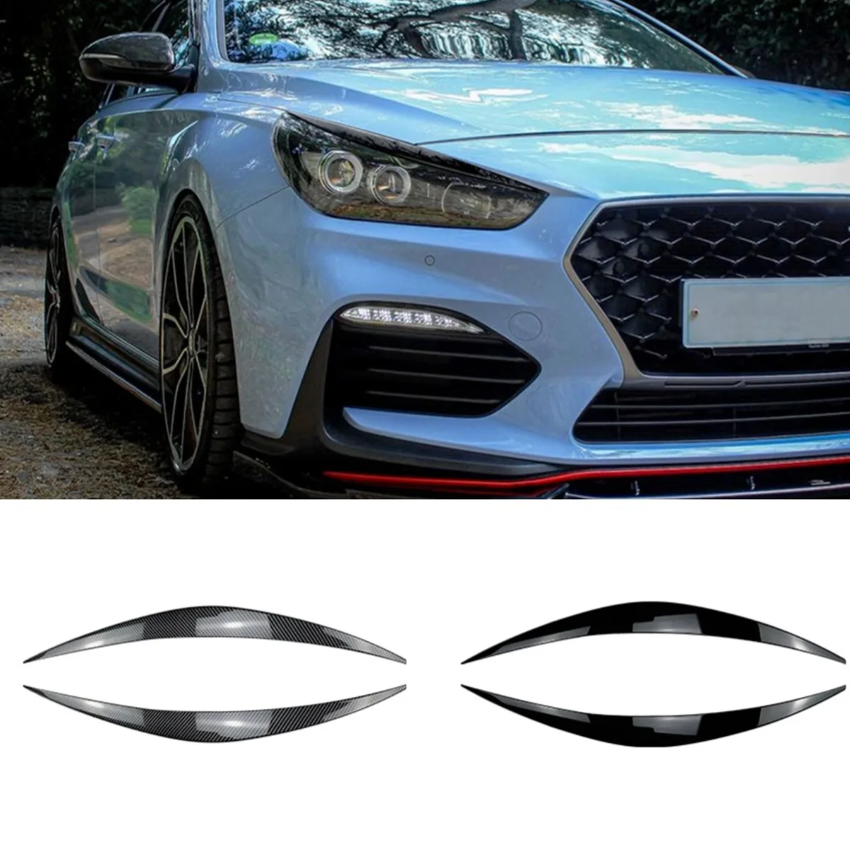 For Kia Hyundai I30 I30N MK3 2017-2019 Auto Head Light Lamp Eyelids Eyebrow Headlight Decoration Car Styling Trim Accessories