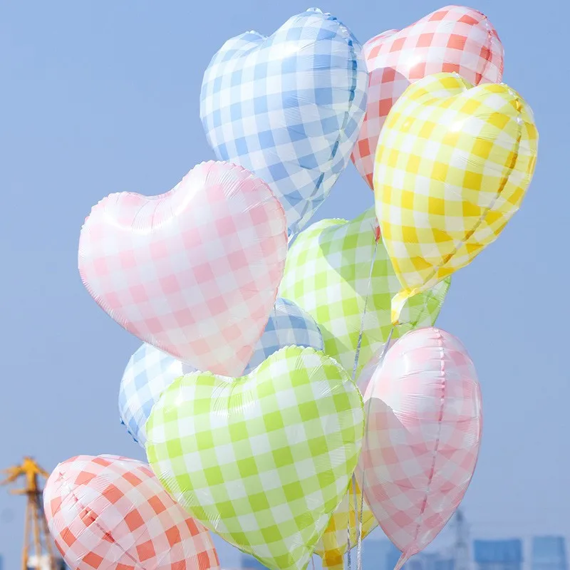5 Stück herzförmige Aluminiumfolienballons, 45,7 cm, gestreifte Luftballons, Requisiten für Urlaub, Party und Hochzeit, Szene, Dekoration und Fotografie