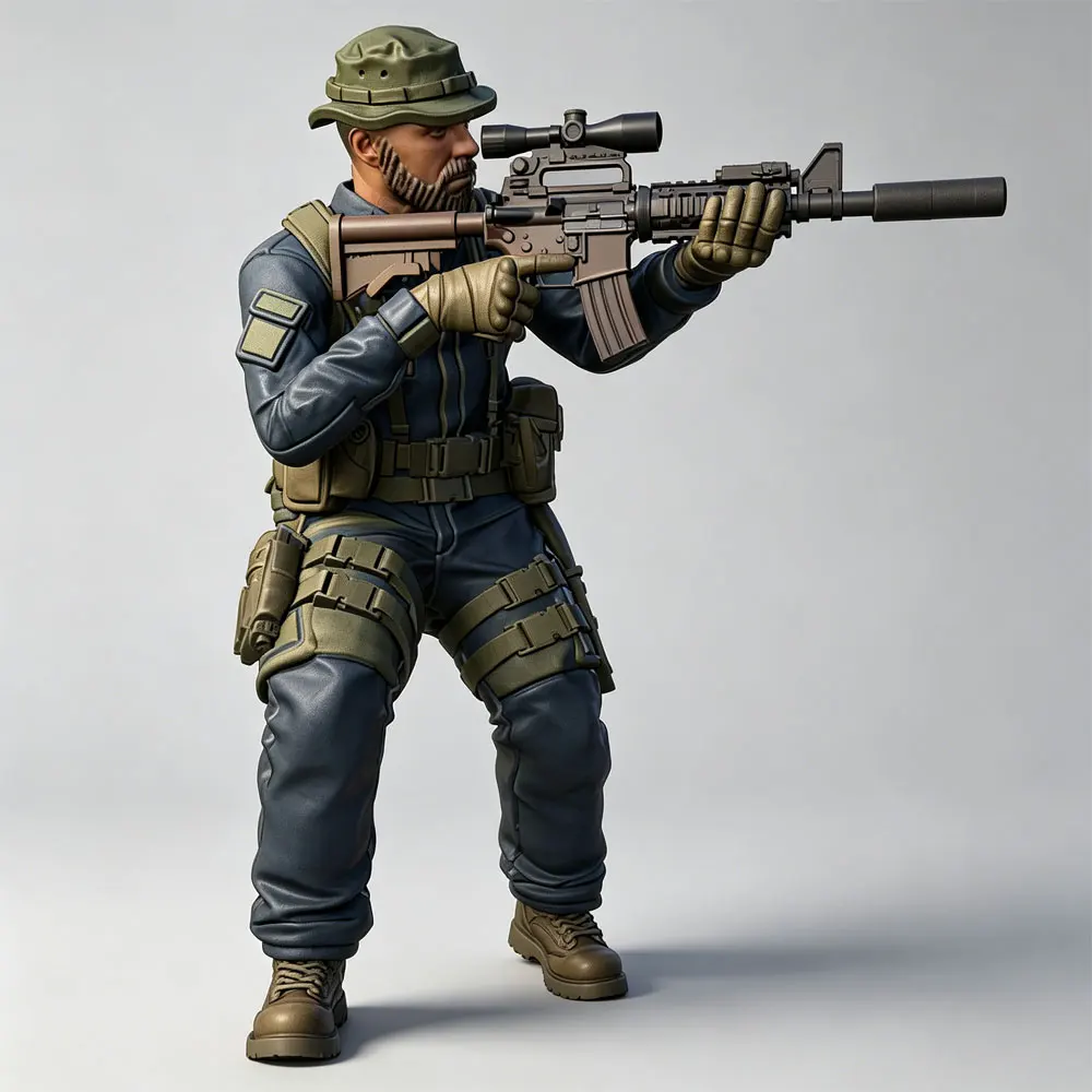 1/24/12/6 Jungle Warfare Veteran Resin Model, GK Miniature, 3D Printed Grey Model Statue, High-Precision Resin Model, Uncolored