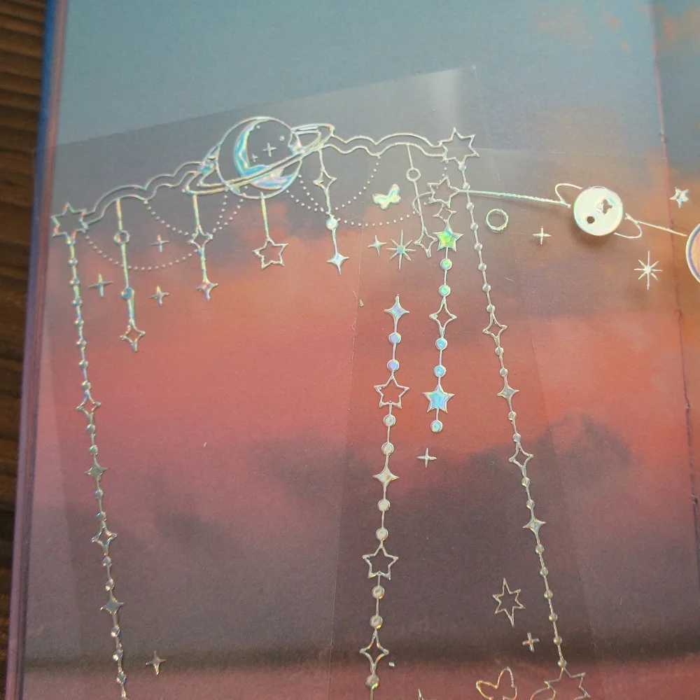 

6 Sheet White Gold Star Moon Goldfish Bubble Frame Design PVC card Gift Decoration Scrapbooking DIY Background