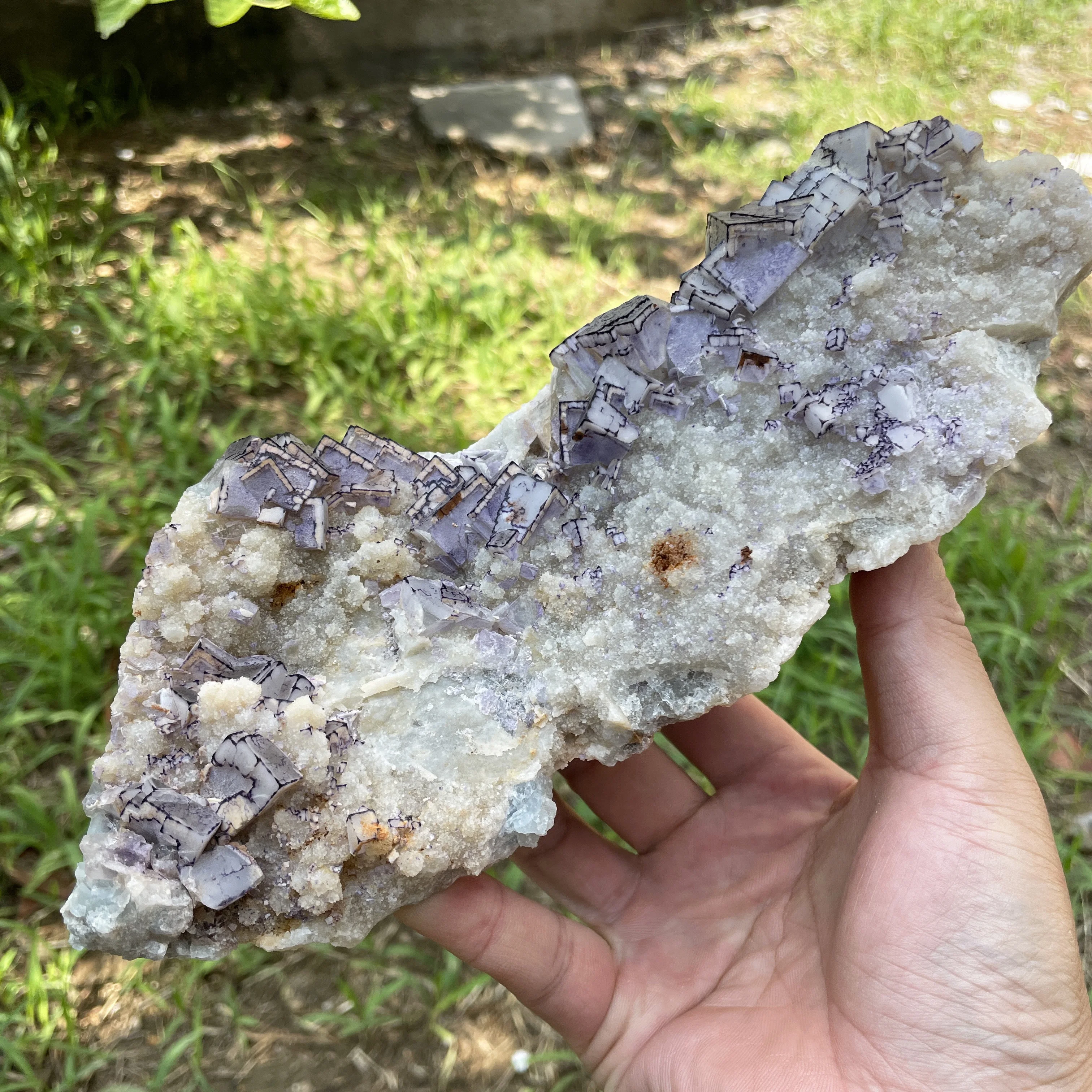 

1435g Natural China Purple Edge Fluorite Mineral Original Teaching Specimen Reiki Healing Stone Home Decor