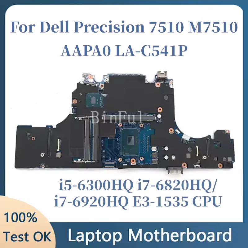 CN-086PC0 0CXFKD 01NJ1T AAPA0 LA-C541P para la placa base del ordenador portátil Dell Precision 7510 M7510 con CPU i5-6300HQ i7-6820HQ E3-1535M V5