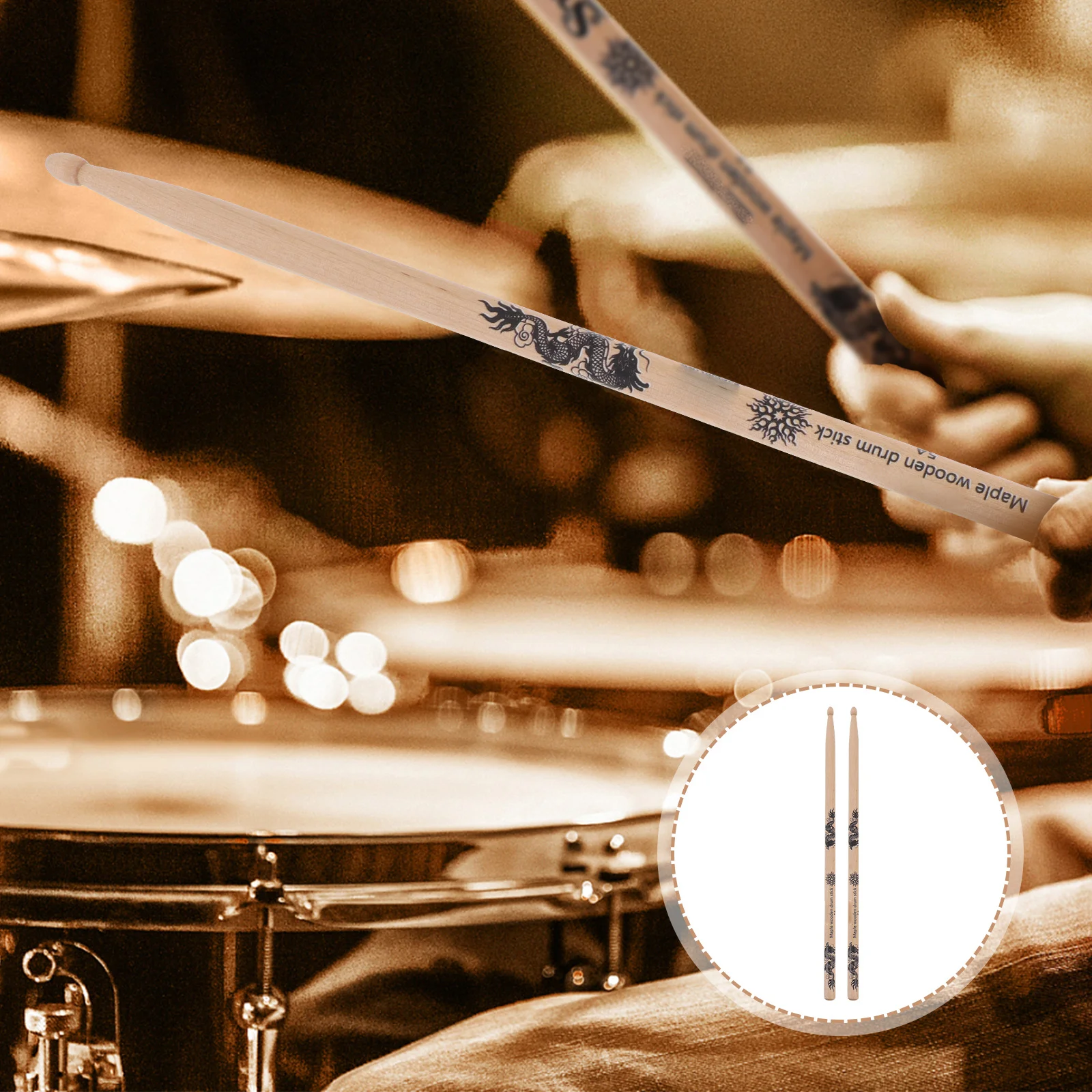 

2pcs Wooden Drum Sticks For Drums Snare Jazz Durable Smooth Crisp Sound Comfortable Grip Percussion Instrument Tools Drum