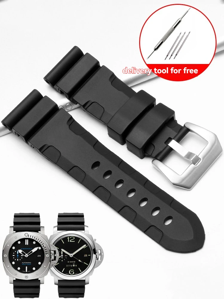 Silicone Watch Strap for Panerai Luminor PAM01 PAM616/PAM441/PAM312 Men's 24mm 26mm Sport Diving Band