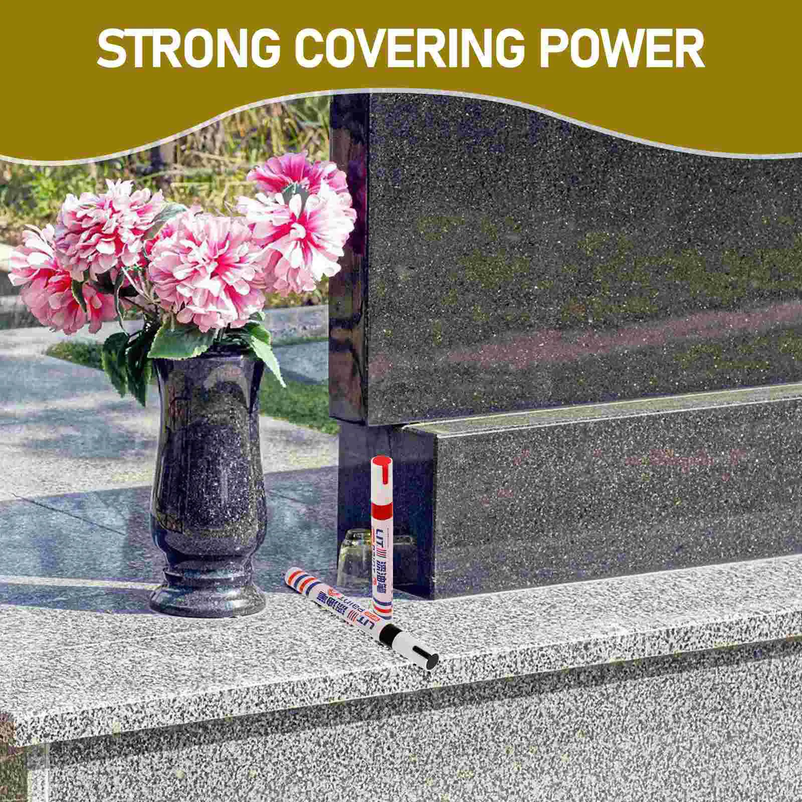 2 Pcs Tombstone Tracing Paint Monument Writing Touch-up Pen Maker for Tablet Inscription Repair Multifunction