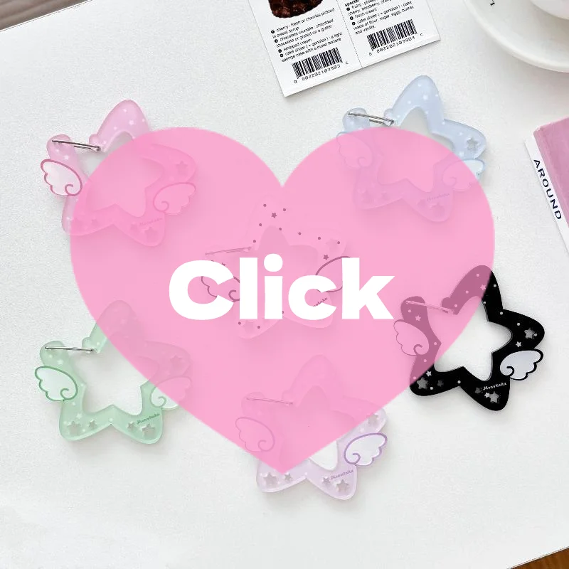 Cute INS Style Wings Star Carabiner DIY Keychain Bag Charm Backpack Pendant Handbook Acrylic Package Hanging Keychain Decoration