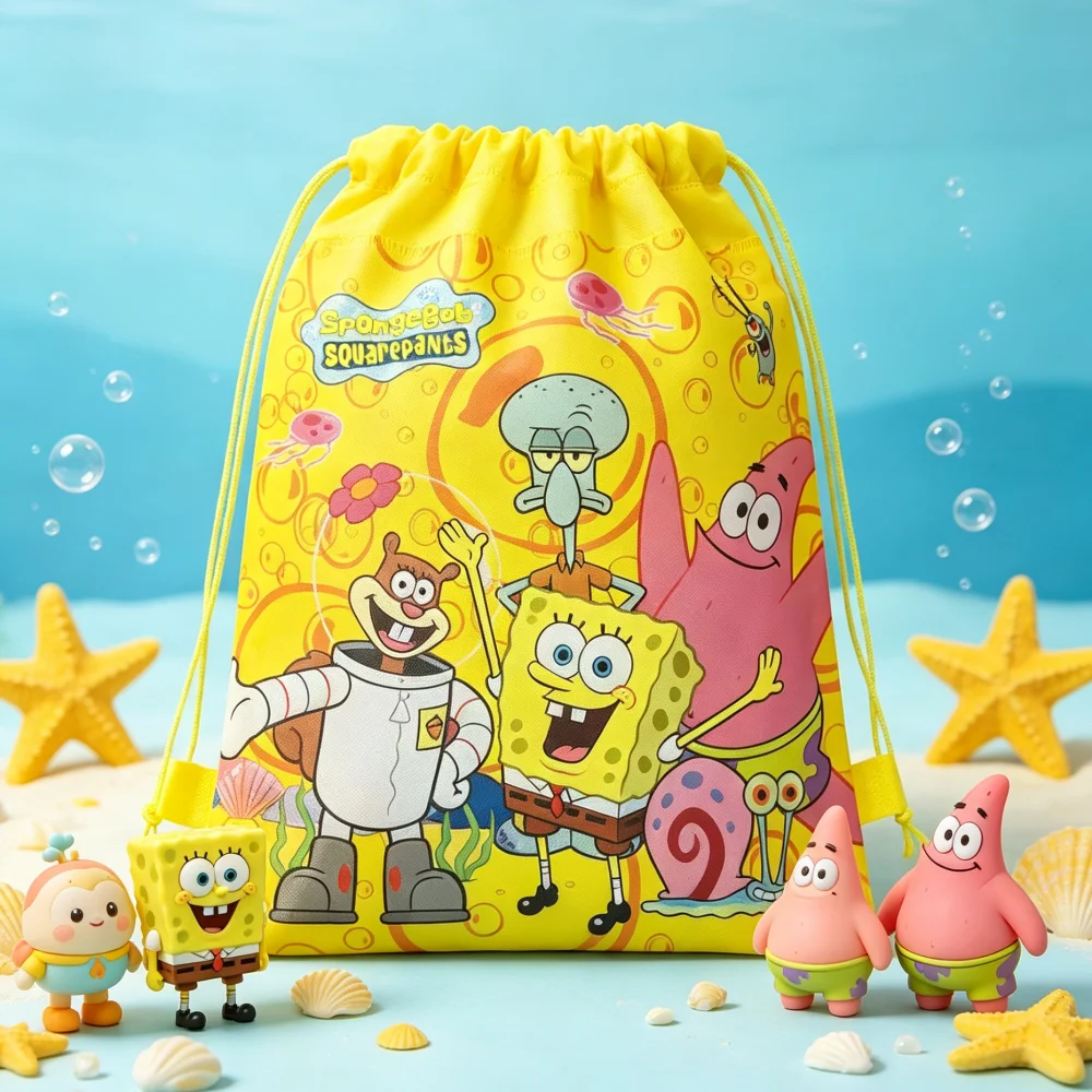 SpongeBob Drawstring Bags Set of 6/12 - Versatile Storage for Everyday Outings Travel Holiday Party Decorations And Gifts